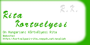 rita kortvelyesi business card